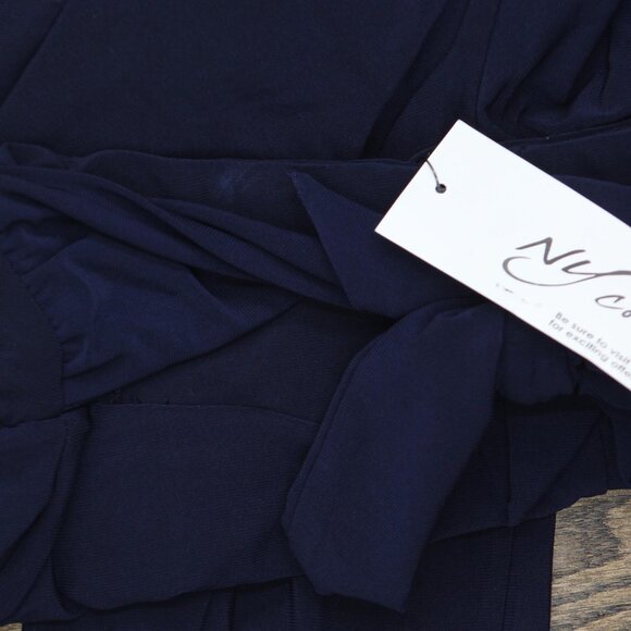 NWT Ny Collection Womens Petite Cropped Pull On Pants with Sash Navy Blue PM - Picture 4 of 7